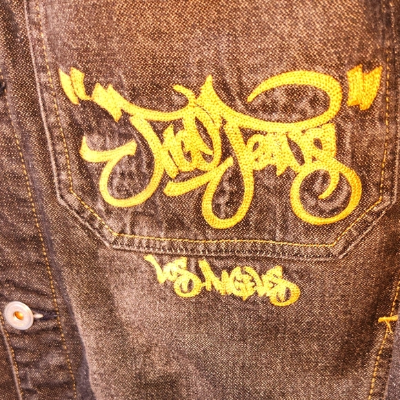 JNCO Rare Vintage Black Reconstructed Denim,  Embroidered Jacket /Size X… - Picture 11 of 11